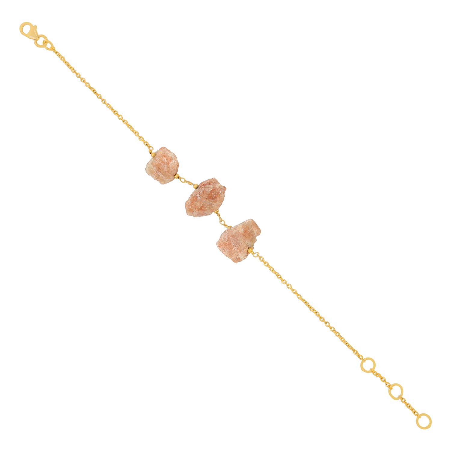 Earthy Peach Stone Trio Golden Artisan Designer Bracelet