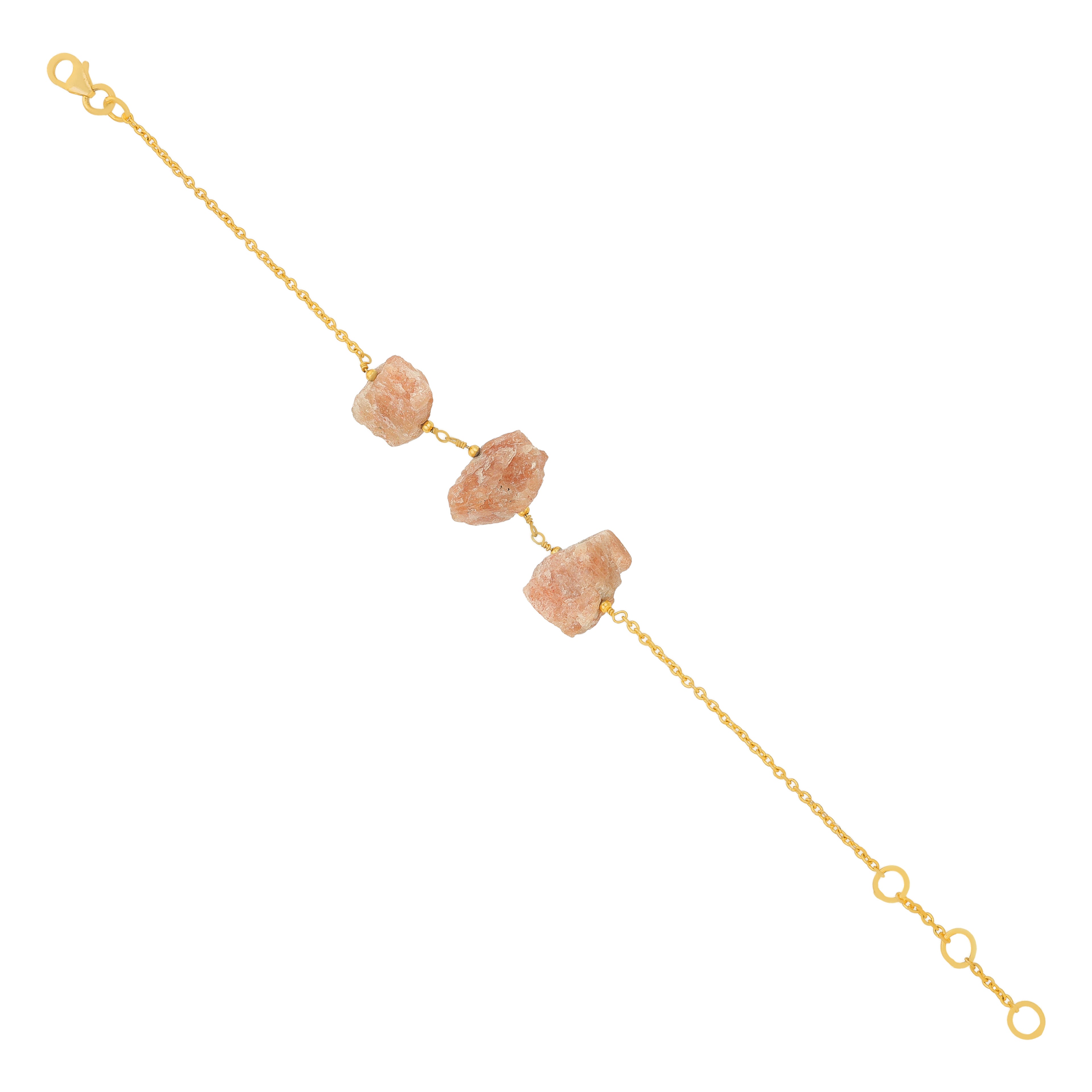Earthy Peach Stone Trio Golden Artisan Designer Bracelet