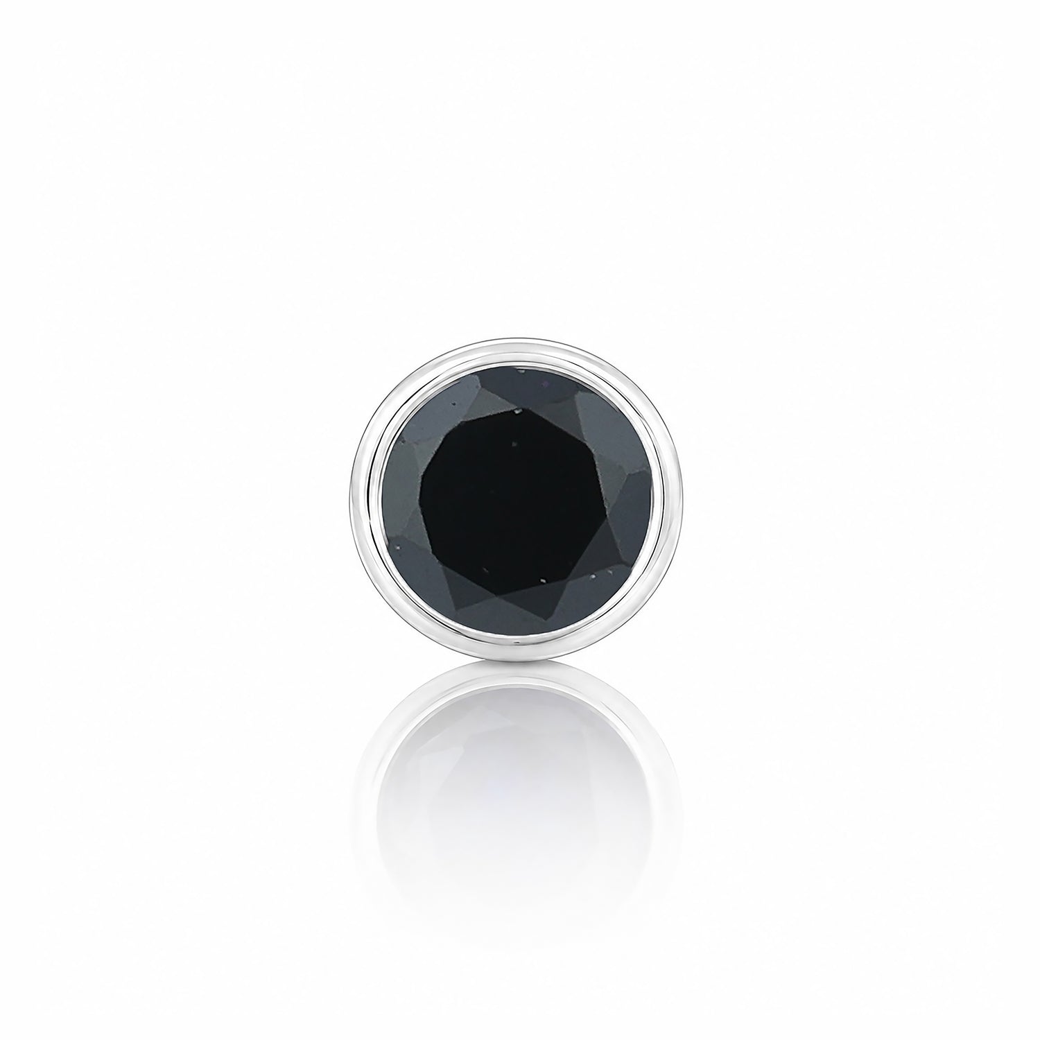 Eclipse Bezel Black Gemstone Silver Nose Pin