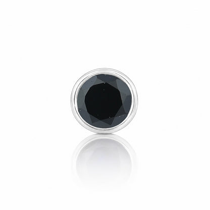 Eclipse Bezel Black Gemstone Silver Nose Pin