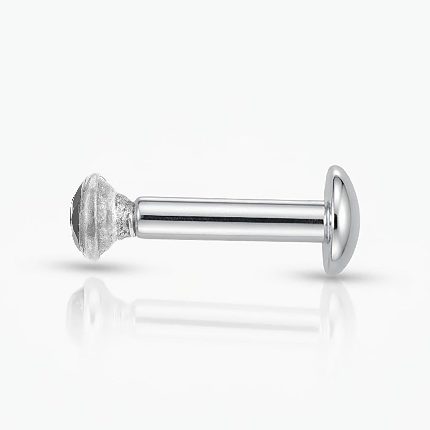 Eclipse Bezel Black Gemstone Silver Nose Pin