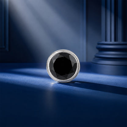 Eclipse Bezel Black Gemstone Silver Nose Pin
