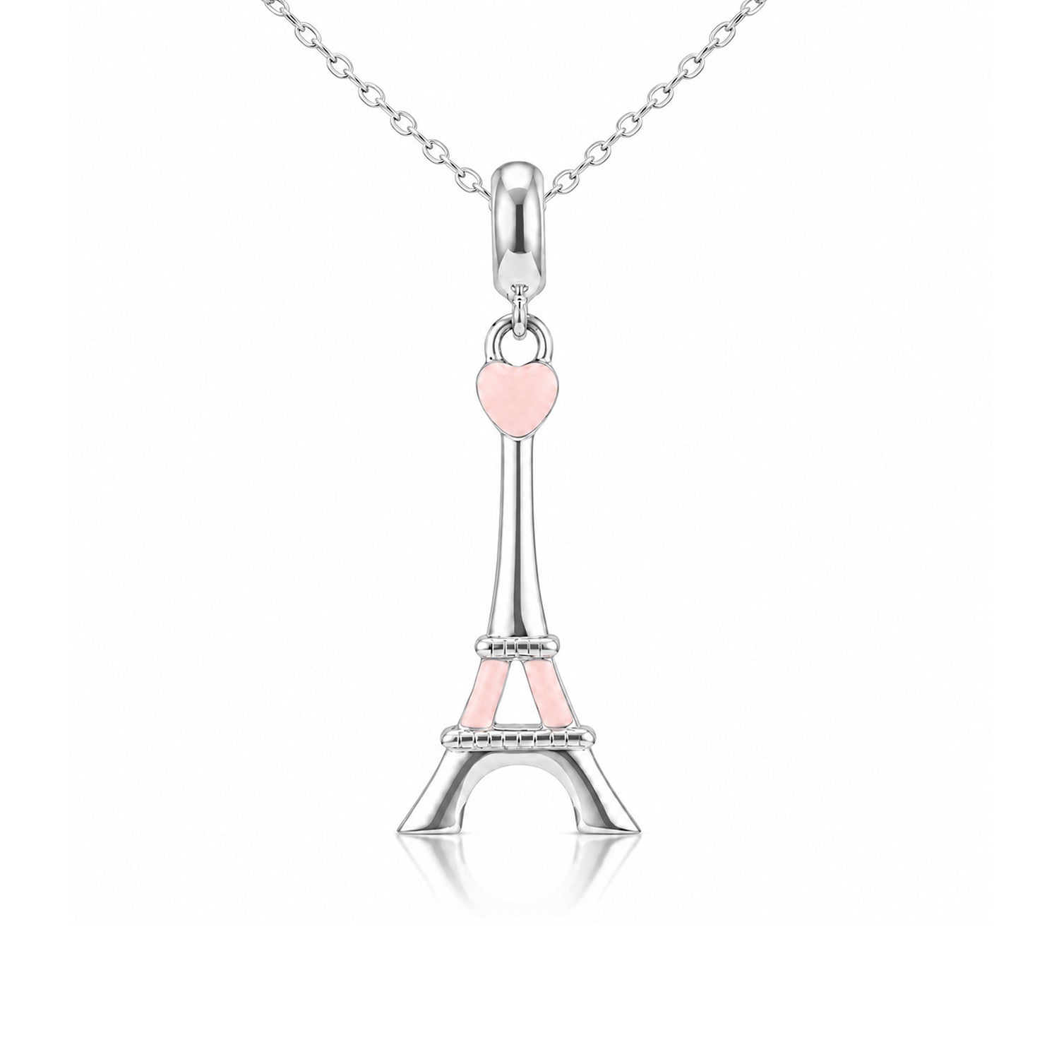Eiffel Tower Heart 925 Sterling Silver Charm Pendant