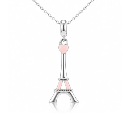 Eiffel Tower Heart 925 Sterling Silver Charm Pendant