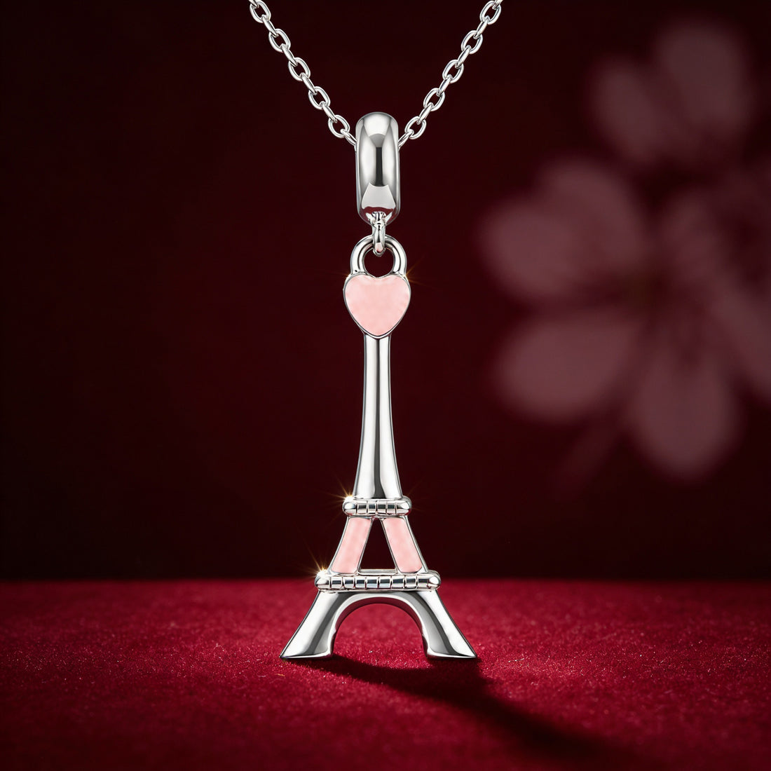 Eiffel Tower Heart 925 Sterling Silver Charm Pendant