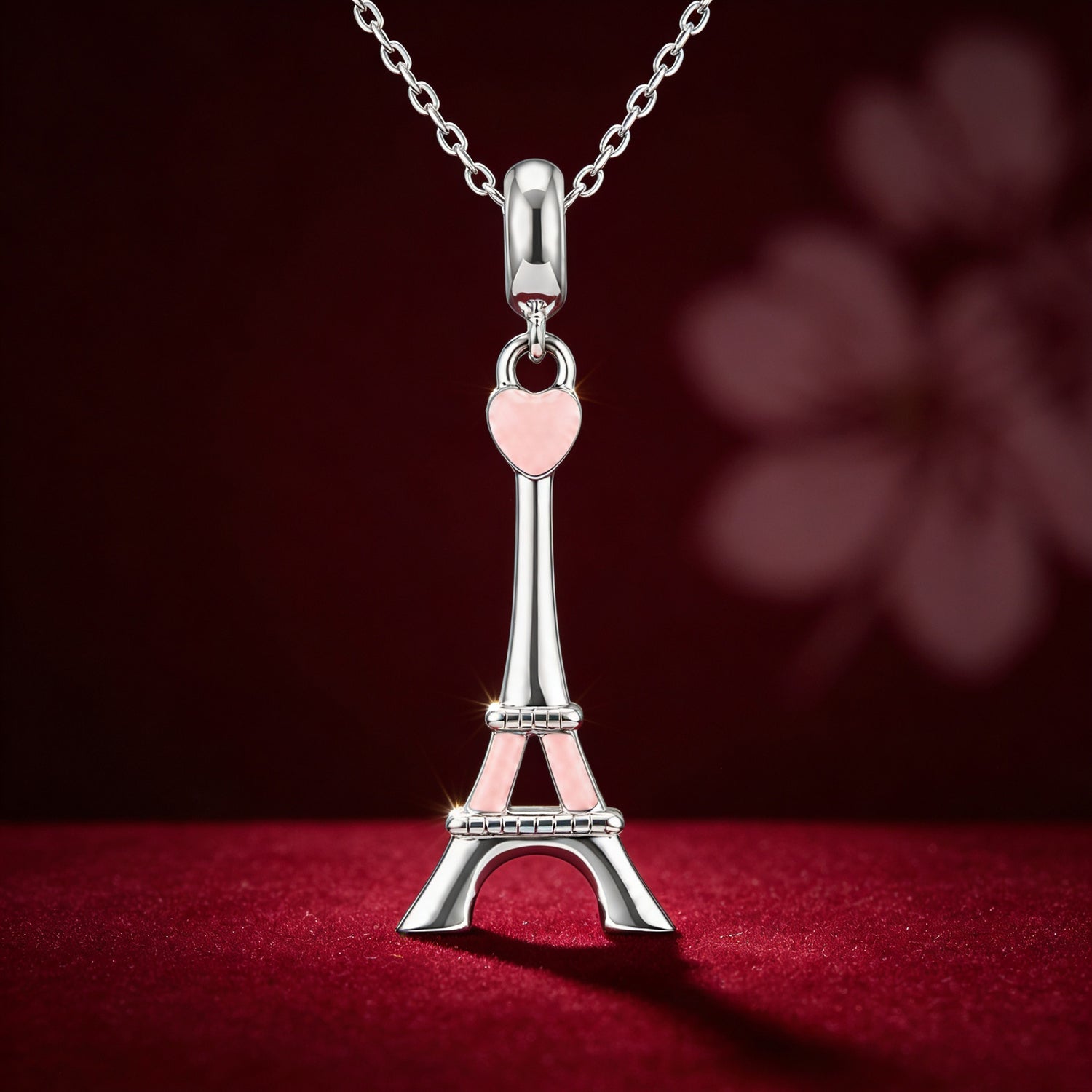 Eiffel Tower Heart 925 Sterling Silver Charm Pendant