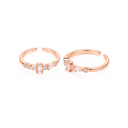 Elegance Multi-Shape Stone Rose Gold Adjustable Toe Ring