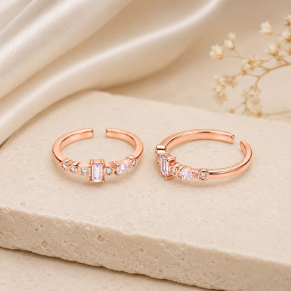 Elegance Multi-Shape Stone Rose Gold Adjustable Toe Ring