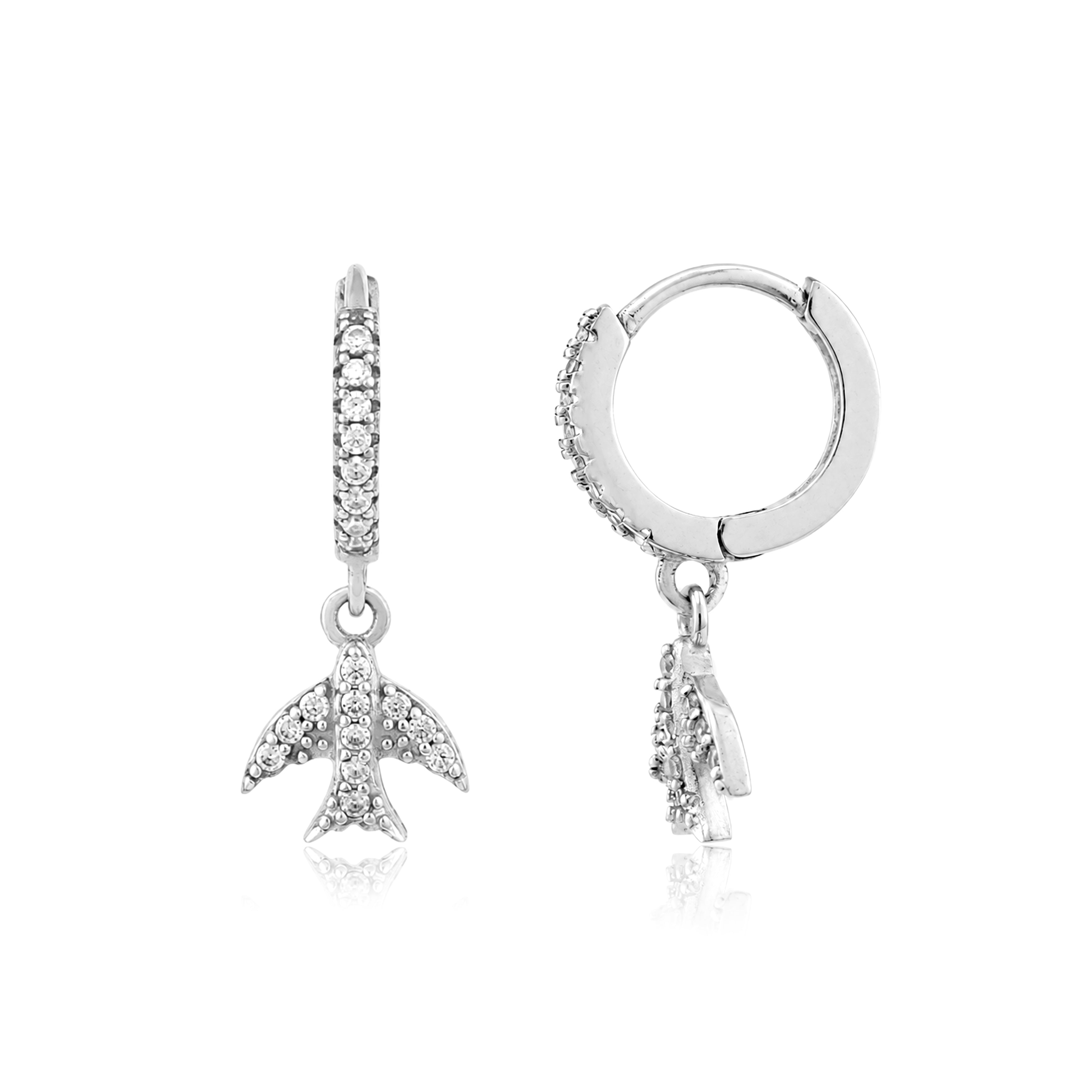 Elegant Airplane Drop Hoop 925 Sterling Silver Earring for Women