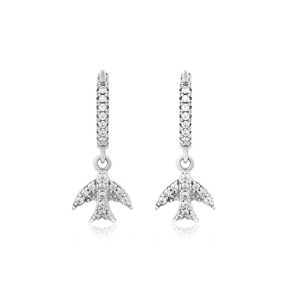 Elegant Airplane Drop Hoop 925 Sterling Silver Earring for Women