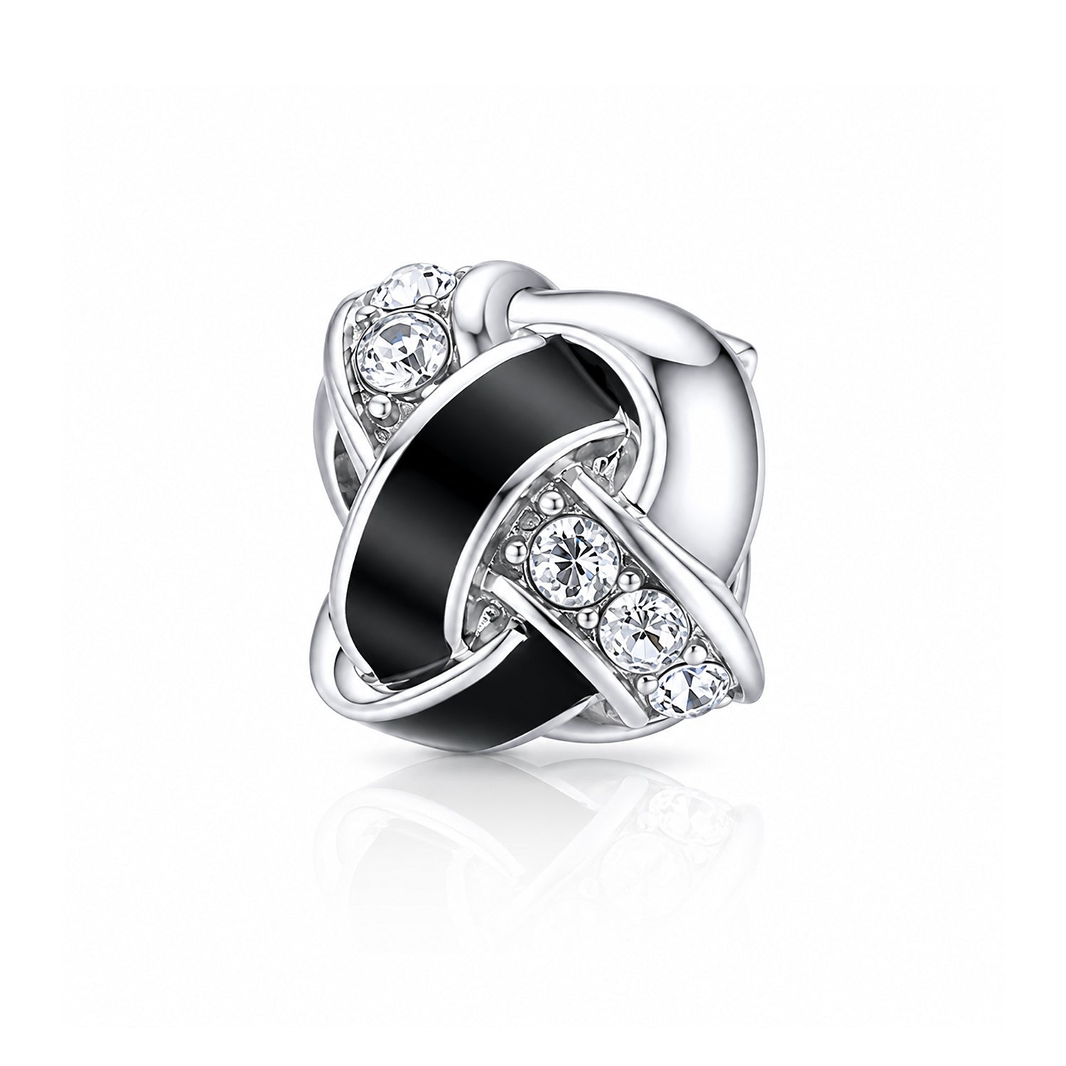 Elegant Black Ribbon 925 Sterling Silver Charms