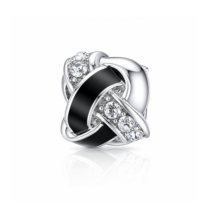 Elegant Black Ribbon 925 Sterling Silver Charms