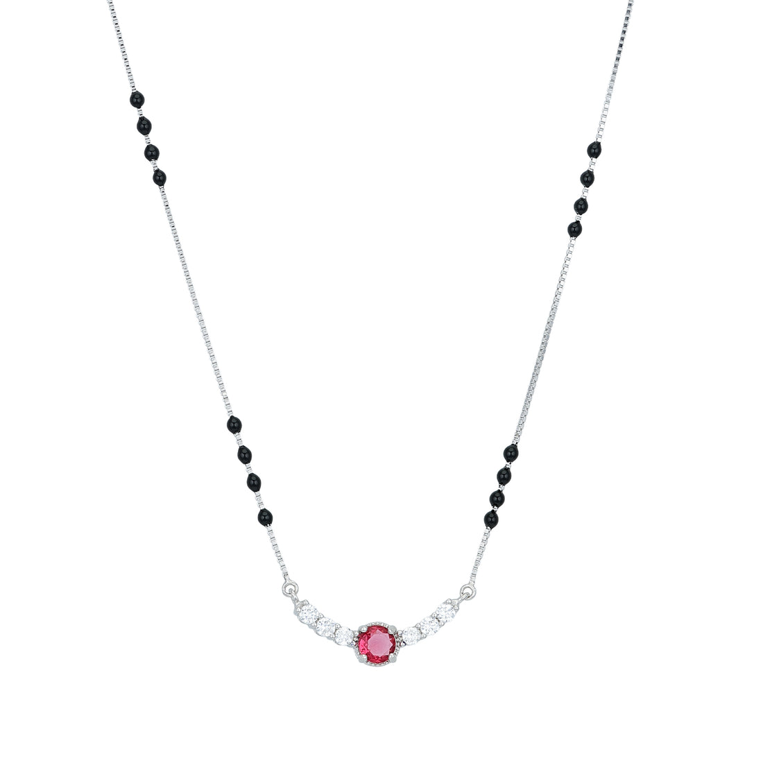 Elegant Black Bead 925 Sterling Silver Pink Drop Chain Pendant for women