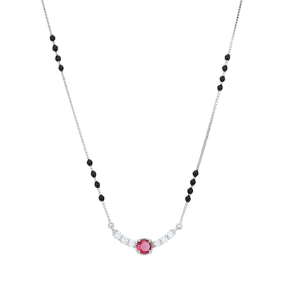 Elegant Black Bead 925 Sterling Silver Pink Drop Chain Pendant for women