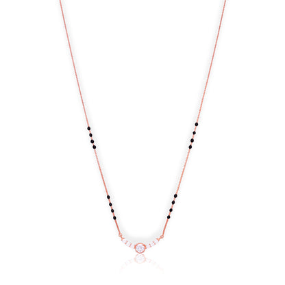 Elegant Black Bead 925 Sterling Silver Rose Gold Chain Pendant for women
