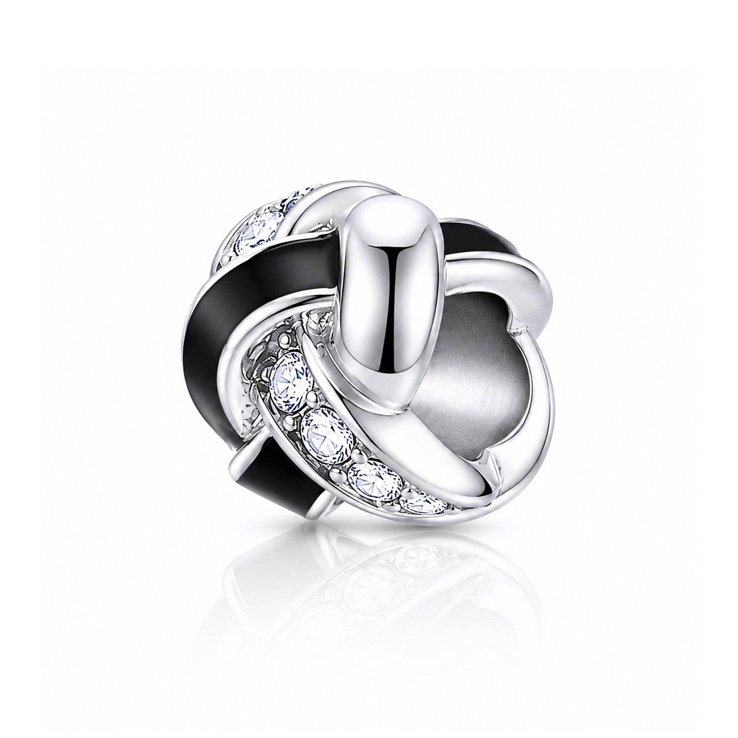 Elegant Black Ribbon 925 Sterling Silver Charms