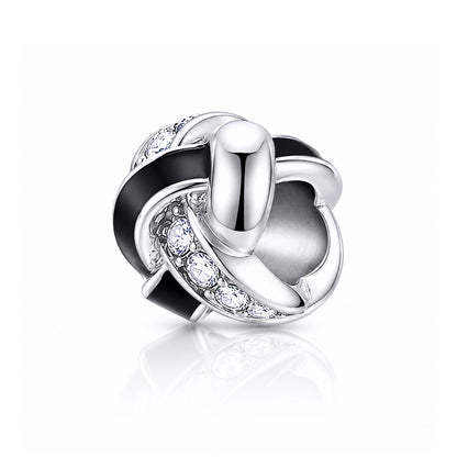 Elegant Black Ribbon 925 Sterling Silver Charms