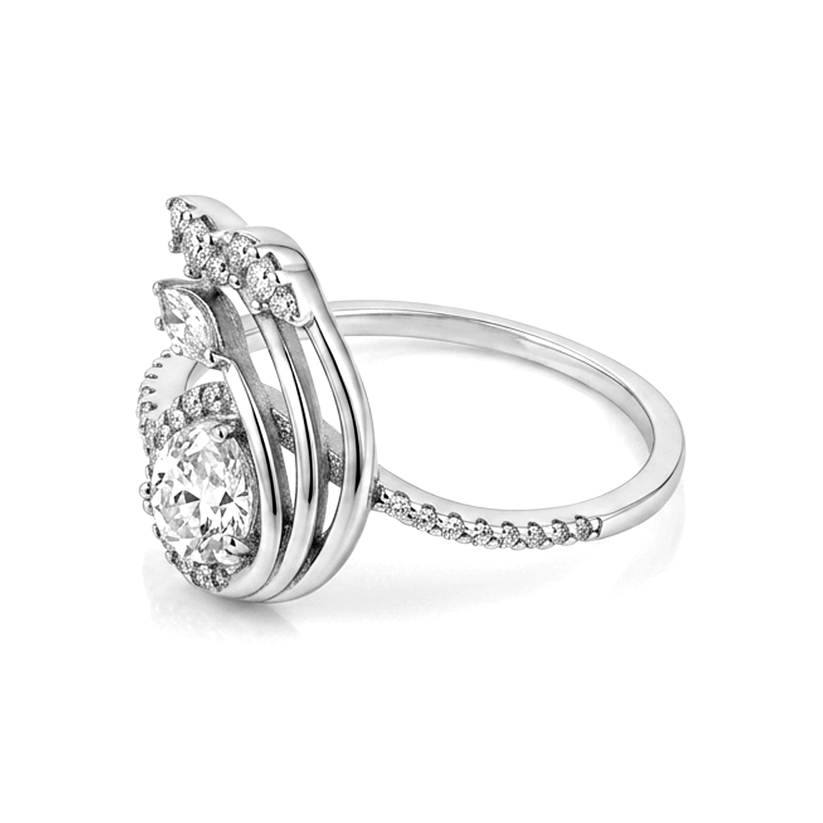 Elegant Bloom Sparkle 925 Sterling Silver Ring