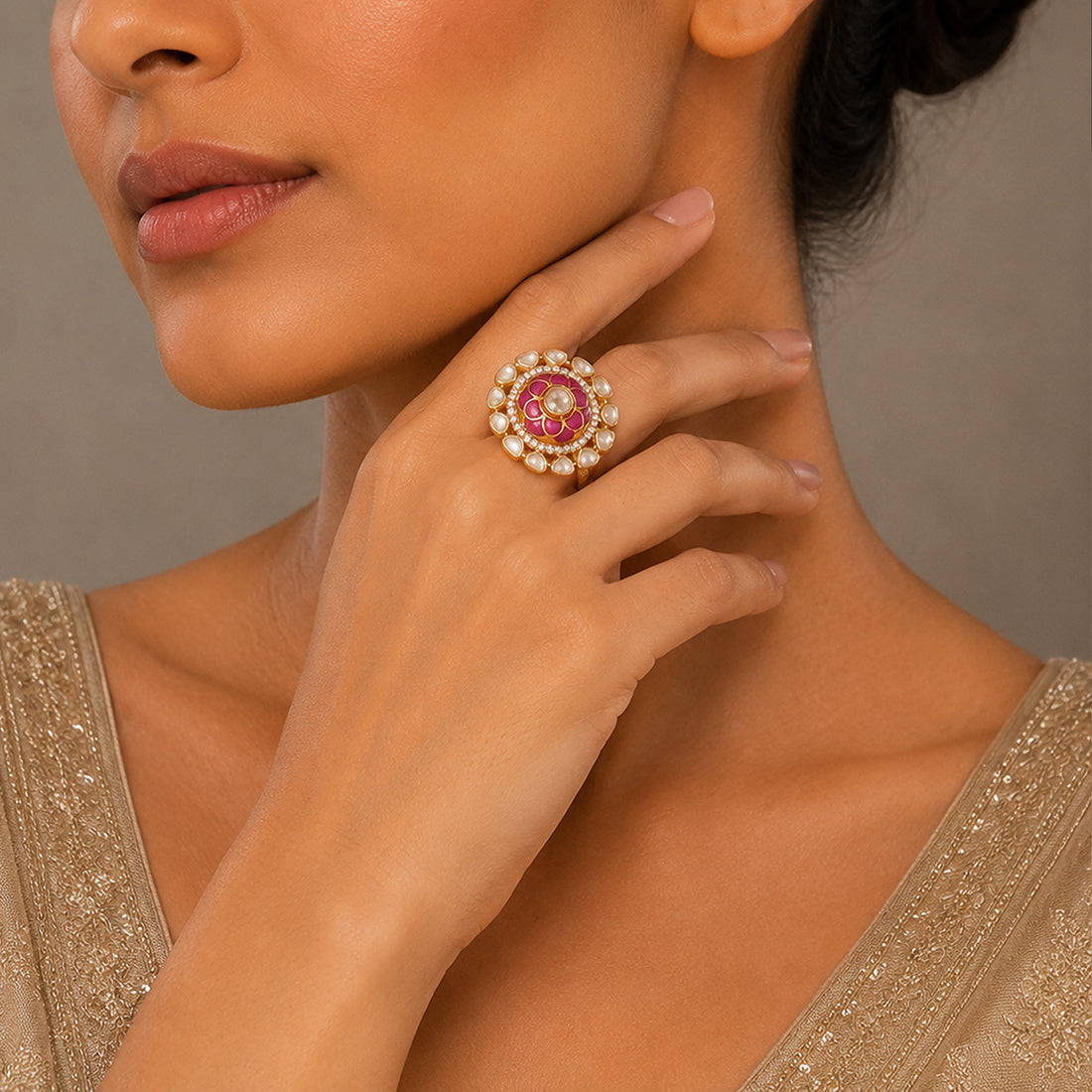 Elegant Bloom Design 925 Sterling Silver Halo Ring