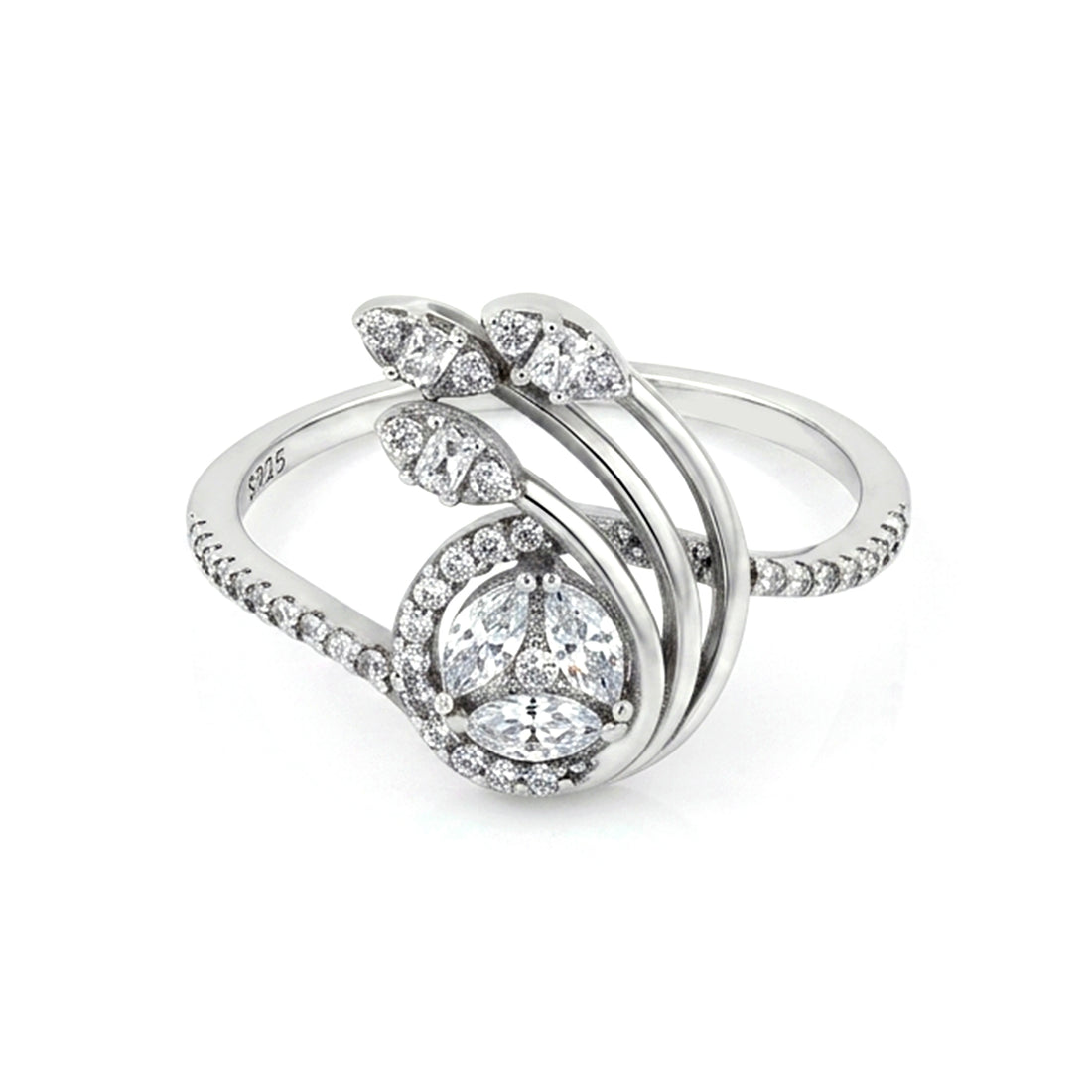 Elegant Bloom Sparkle 925 Sterling Silver Ring
