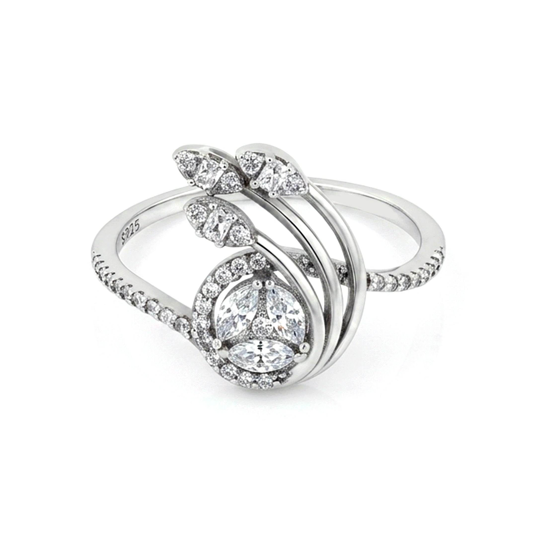 Elegant Bloom Sparkle 925 Sterling Silver Ring