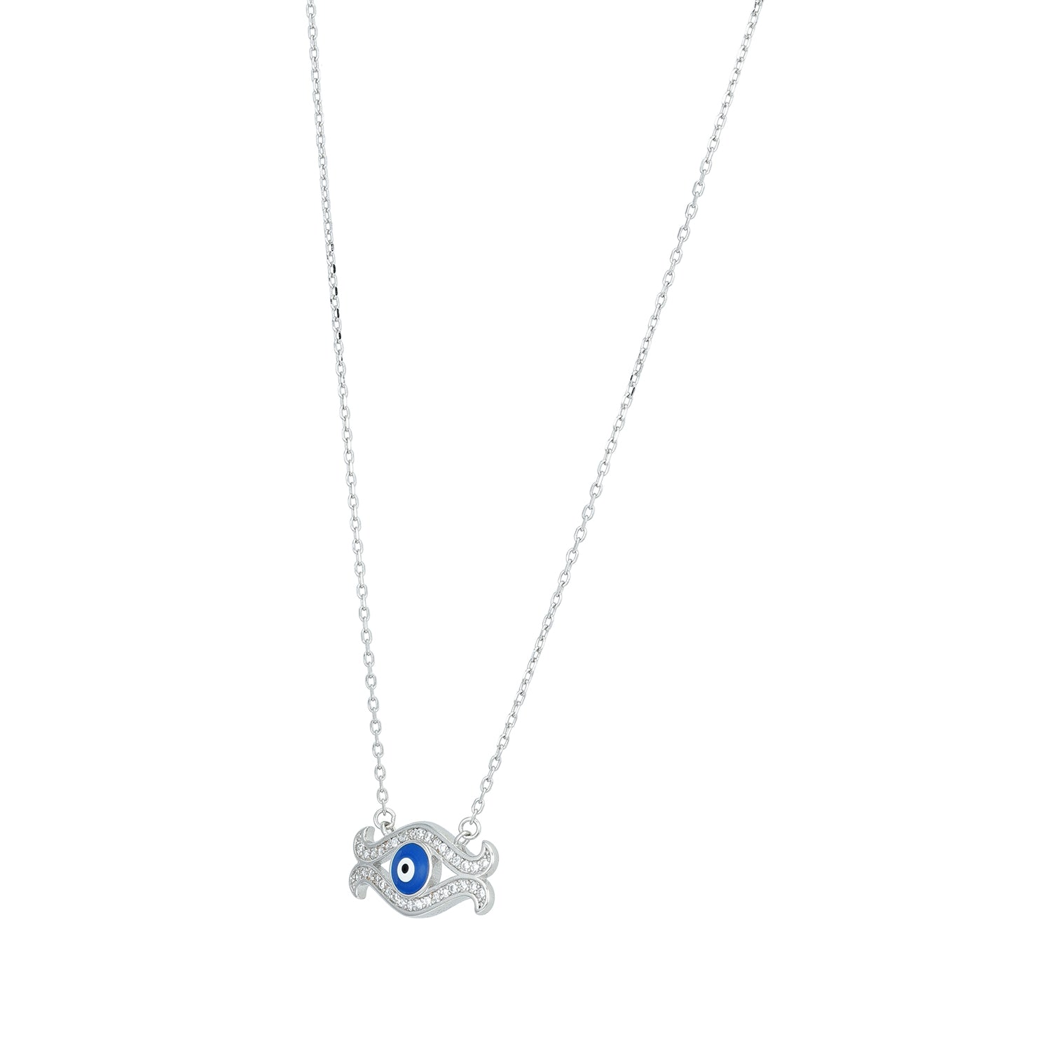 Elegant Blue Evil Eye 925 Sterling Silver Chain Pendant for women