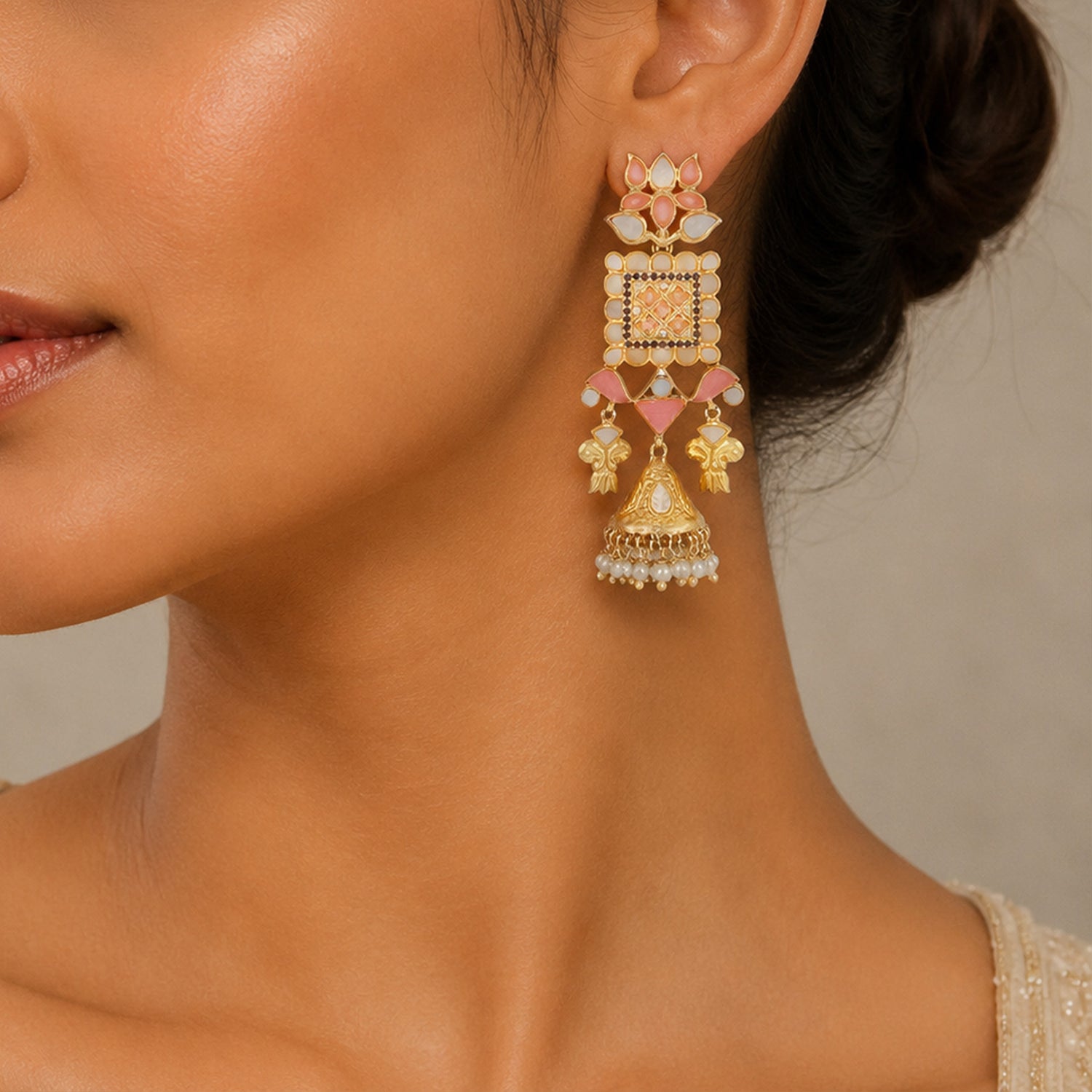 Elegant Blush Dangle 925 Sterling Silver Earrings