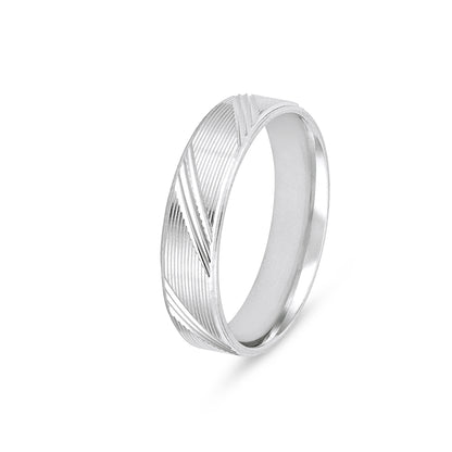 Elegant Diagonal Texture 925 Sterling Silver Band Ring for Men