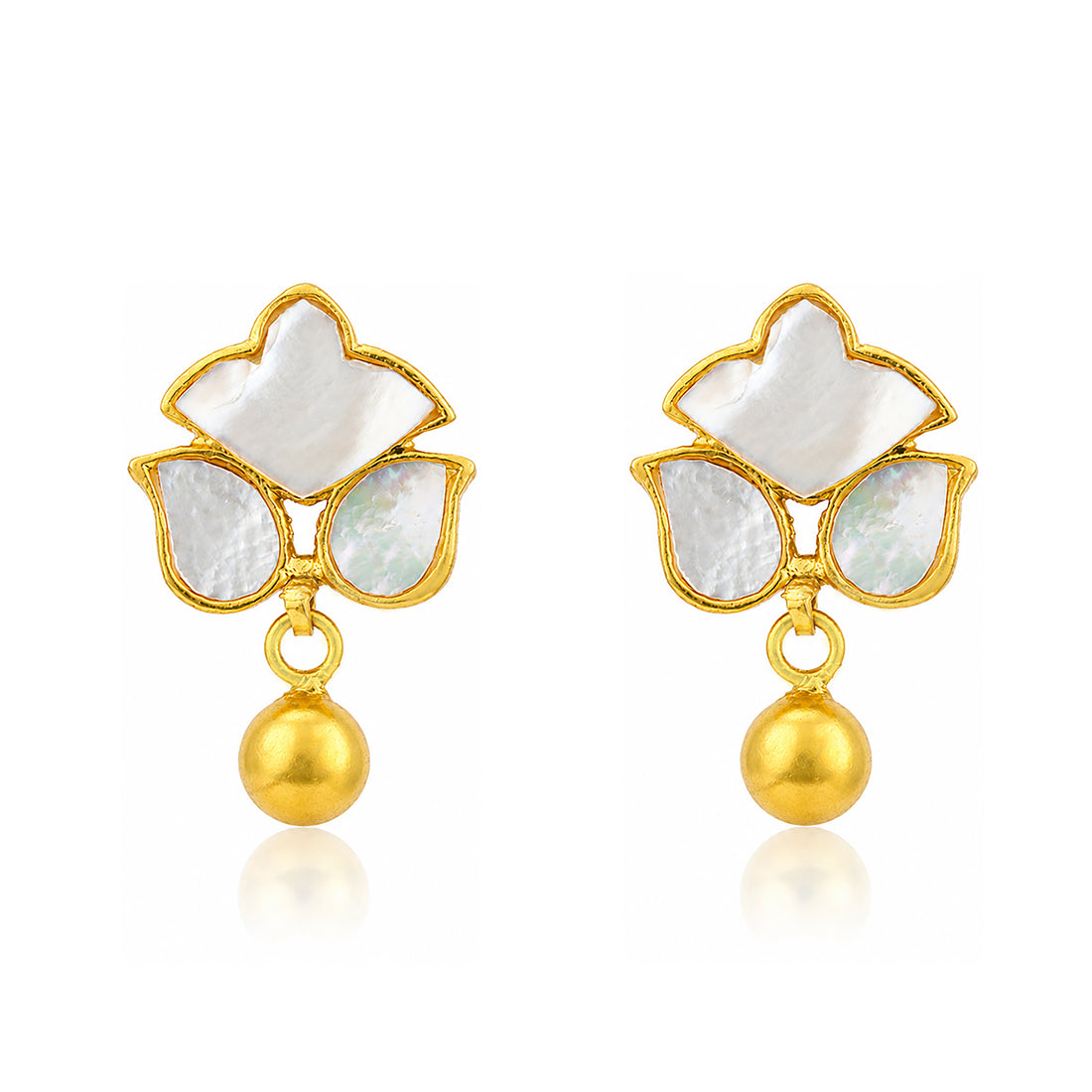 Elegant Flower 925 Sterling Silver Pearl Drop Earrings