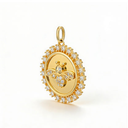 Elegant Golden Honeybee 925 Sterling Silver Pendant