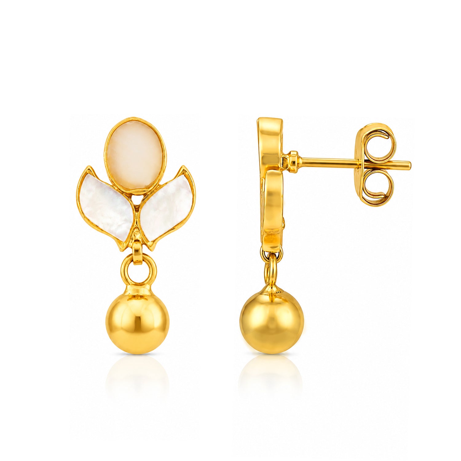 Elegant Golden Tulip 925 Sterling Silver Pearl Drop Earrings