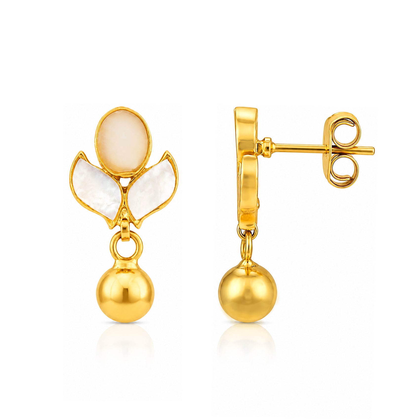 Elegant Golden Tulip 925 Sterling Silver Pearl Drop Earrings