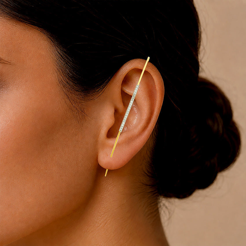Elegant Linear Sparkle 925 Sterling Silver Statement Earrings