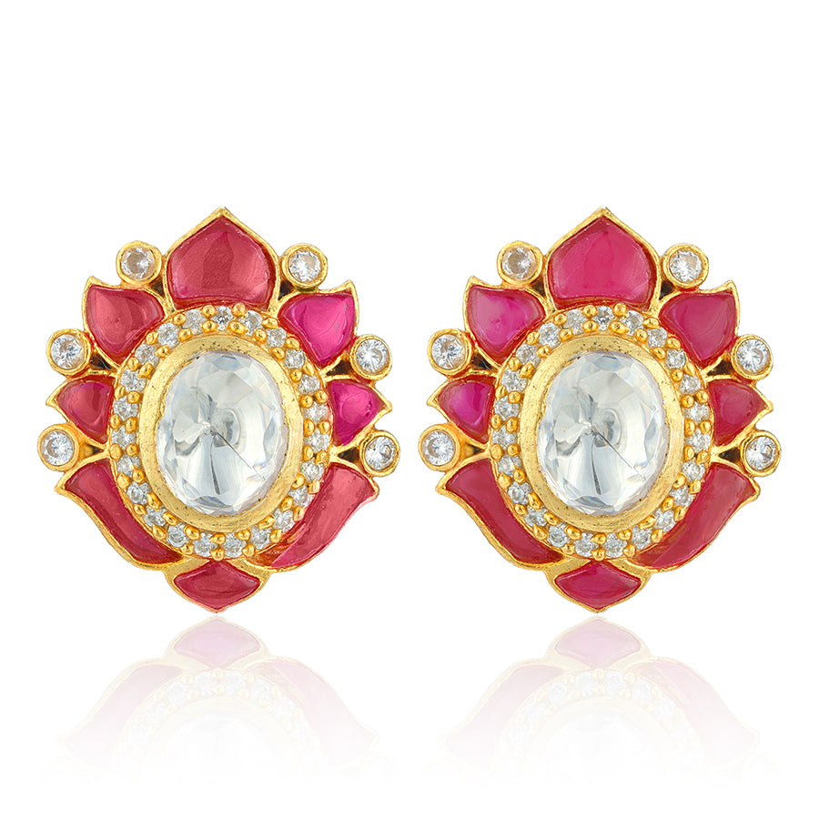 Elegant Moissanite Lotus 925 Sterling Silver Stud Earrings