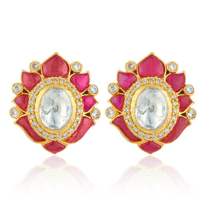 Elegant Moissanite Lotus 925 Sterling Silver Stud Earrings