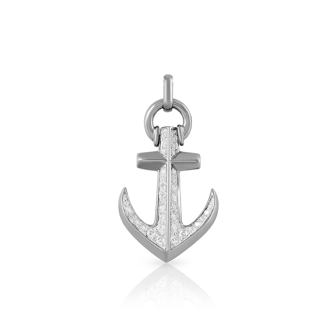 Elegant Nautical Anchor Sparkle 925 Sterling Silver Pendant