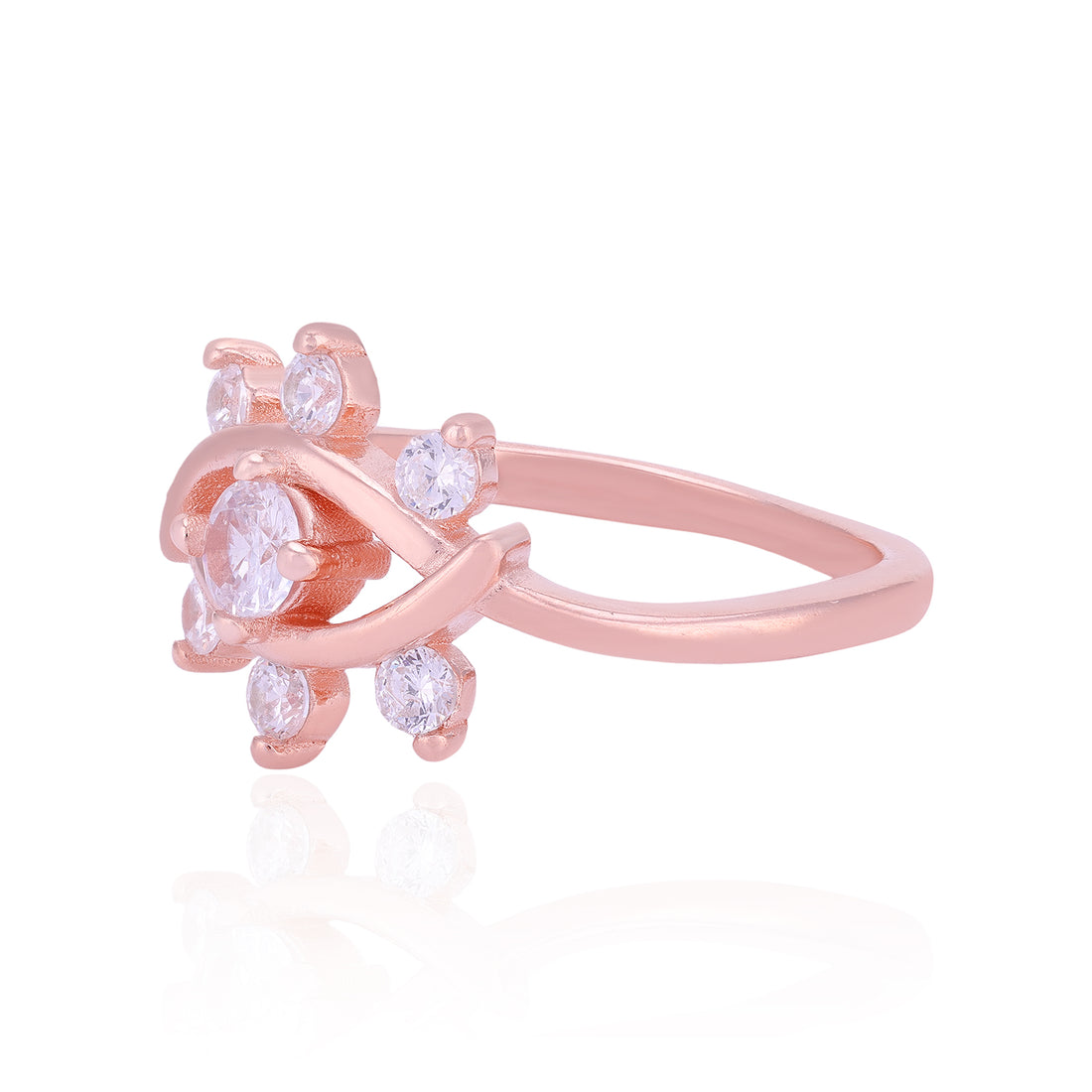 Elegant Oval Halo 925 Sterling Silver Rose Gold Ring for Women