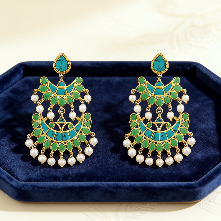 Elegant Pearl Cascade 925 Sterling Silver Party Earrings