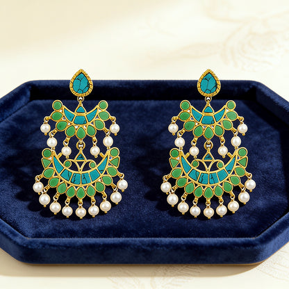 Elegant Pearl Cascade 925 Sterling Silver Party Earrings