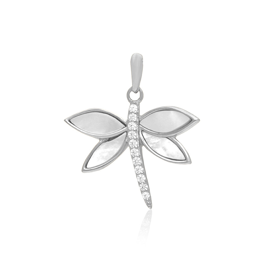 Elegant Pearl Dragonfly 925 Sterling Silver Pendant