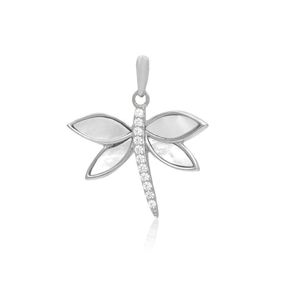 Elegant Pearl Dragonfly 925 Sterling Silver Pendant