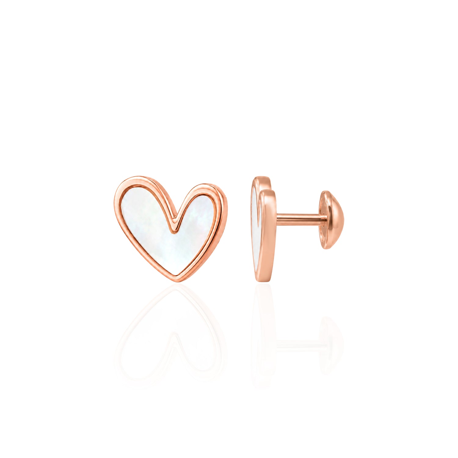 Elegant Rose Heart Glow 925 Sterling Silver Stud for Women