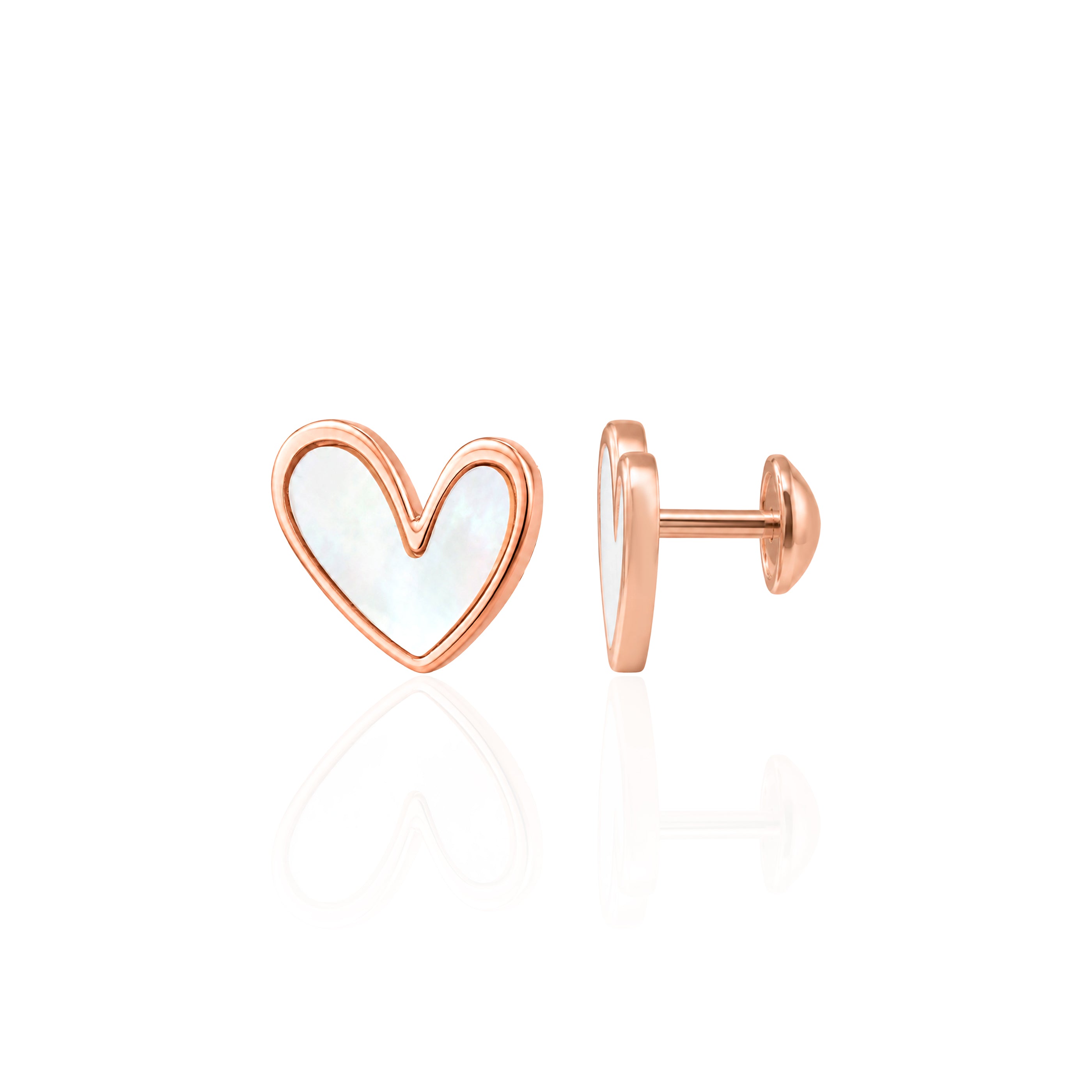 Elegant Rose Heart Glow 925 Sterling Silver Stud for Women