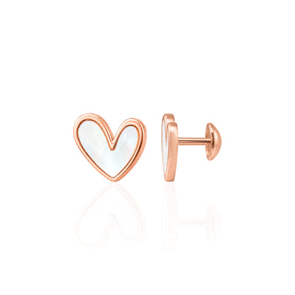 Elegant Rose Heart Glow 925 Sterling Silver Stud for Women
