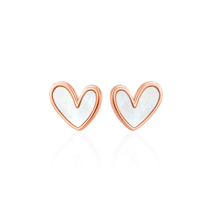 Elegant Rose Heart Glow 925 Sterling Silver Stud for Women