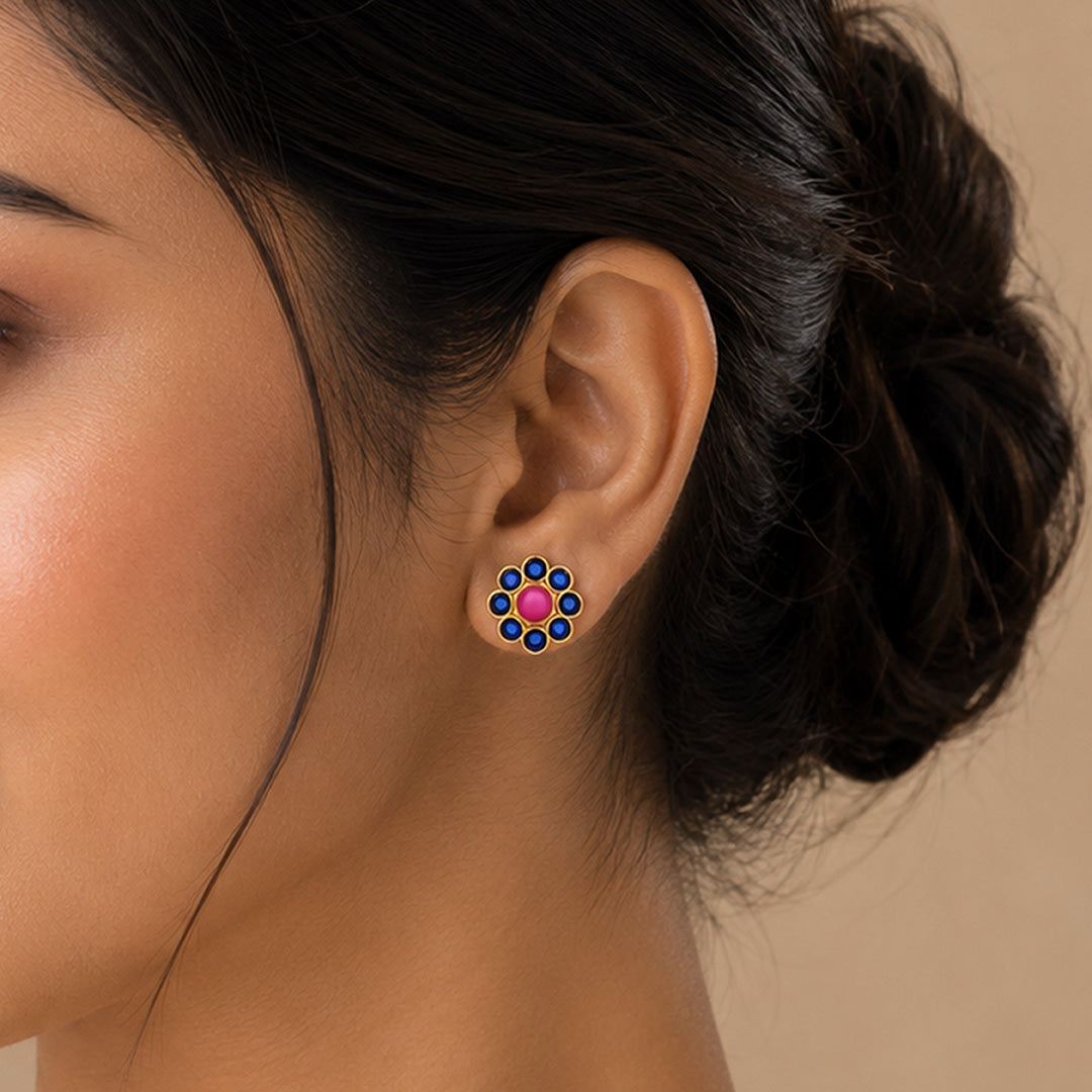 Elegant Ruby Bloom 925 Sterling Silver Signature Earrings
