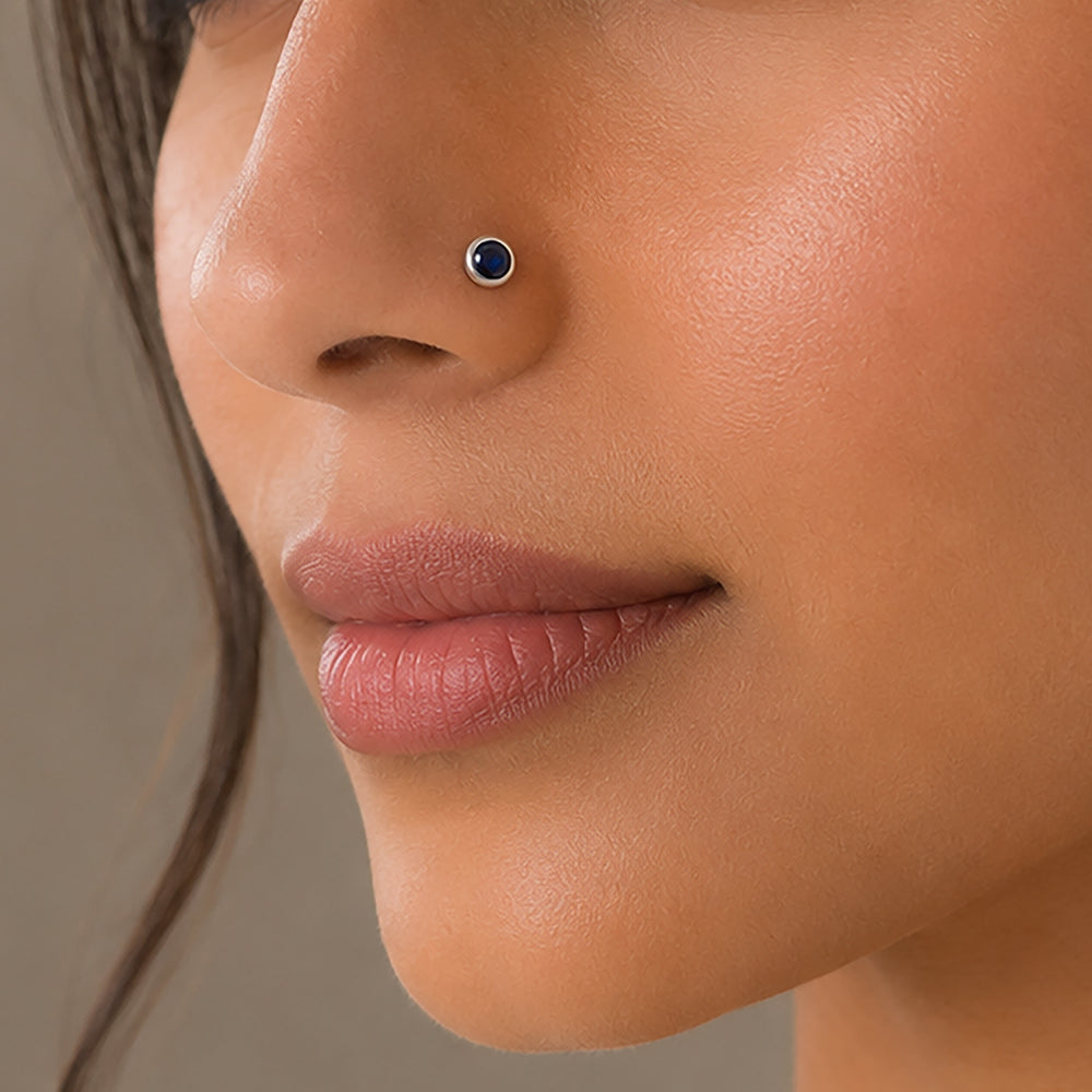 Elegant Sapphire Glow 925 Sterling Silver Designer Nosepin