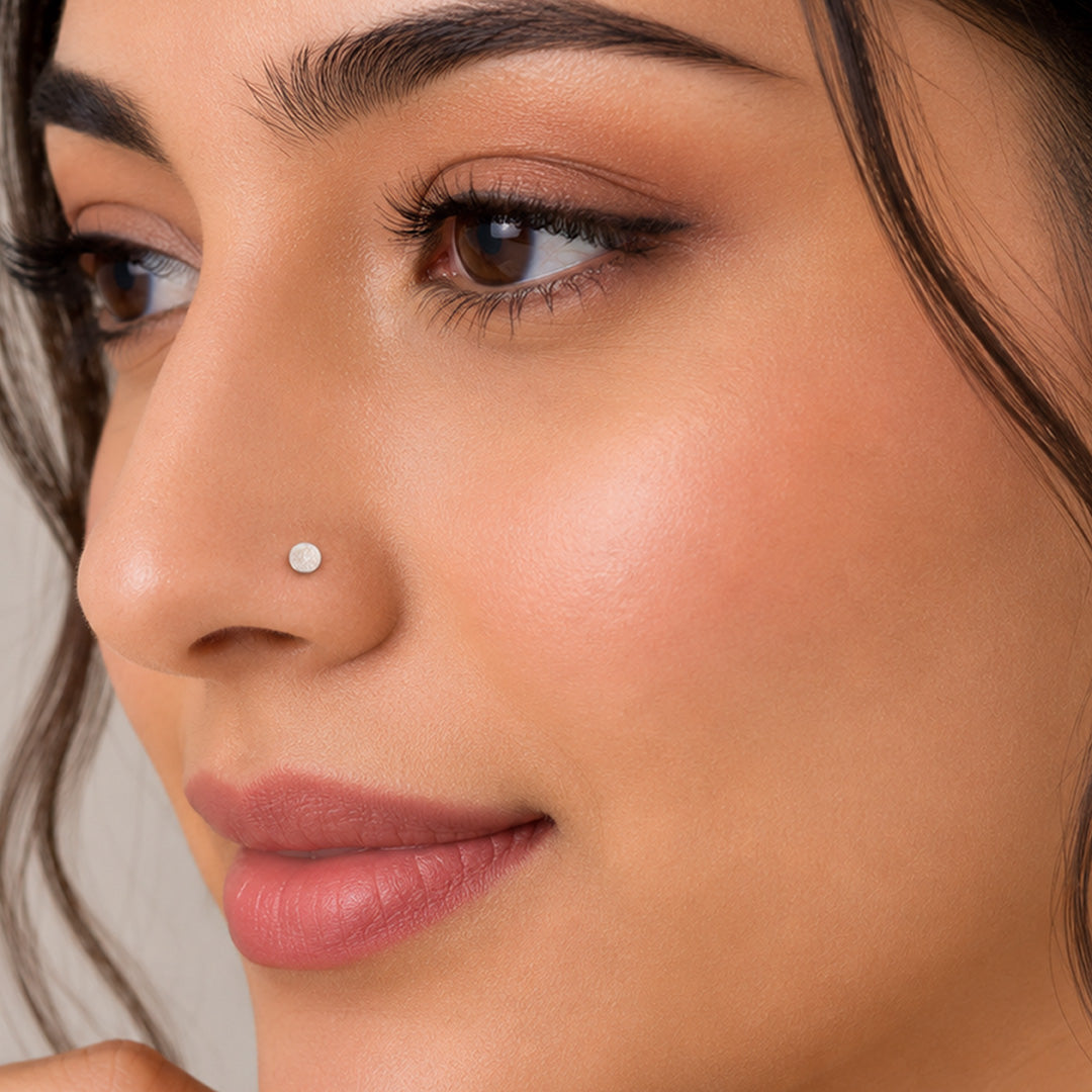Elegant Silver Circle 925 Sterling Silver Signature Nose Pin