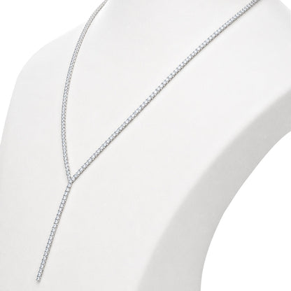 Elegant Tennis Lariat Y Drop 925 Sterling Silver Necklace for Women