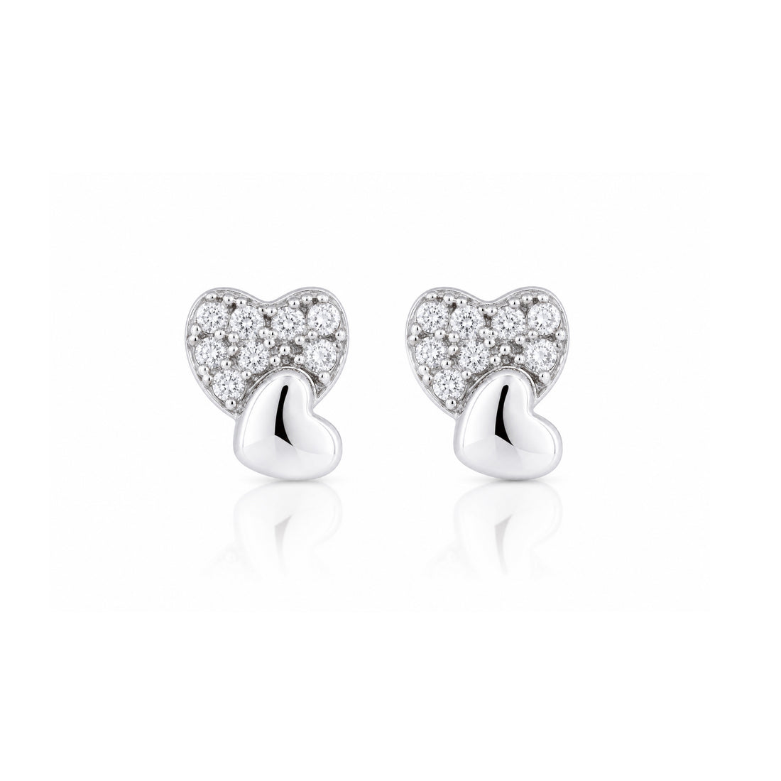Elegant Twin Heart Glow 925 Sterling Silver Stud for Women